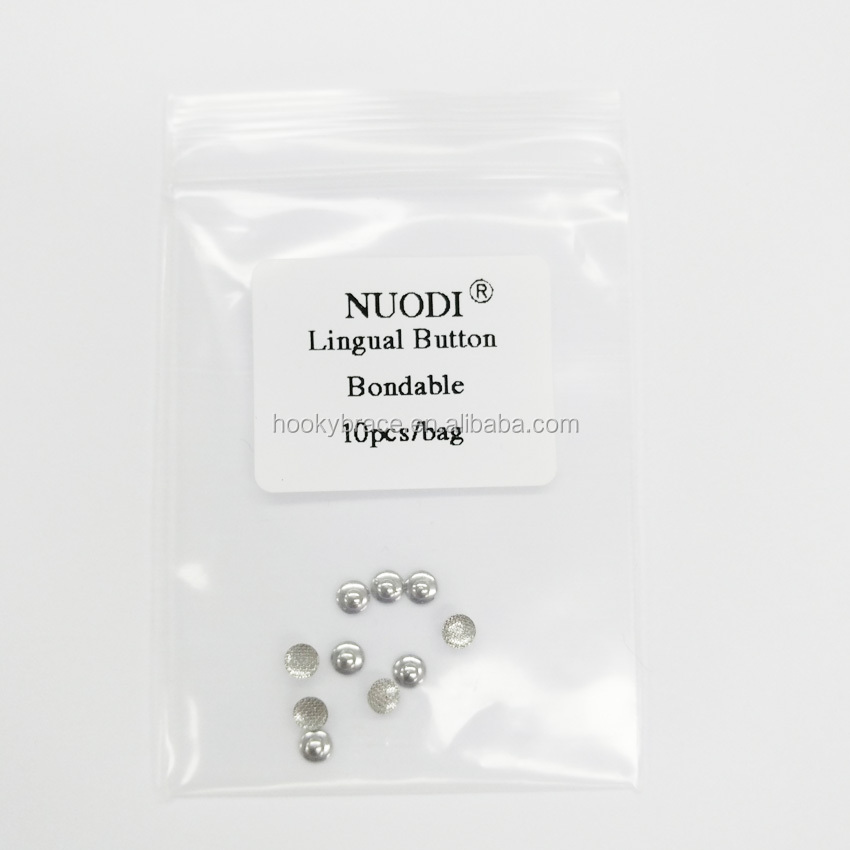 Bondable round base dental lingual buttons  with 80 gauge mesh  dental orthodontic lingual buttons